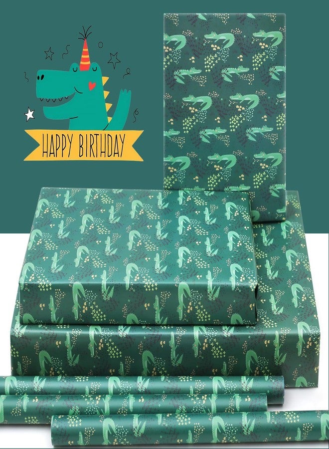 AirCool Crocodile Wrapping Paper for Boys Girls Kids, 6 Sheets Green Alligator Wrap Paper 20 x 28 inches Per Sheet, Tropical Rainforest Animals Crocodile Jungle Gift Paper for Birthday Baby Shower Party - Image 3